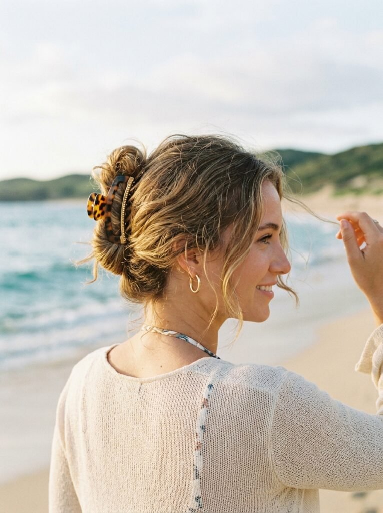 Effortless Claw Clip Updo Beach Hairstyle