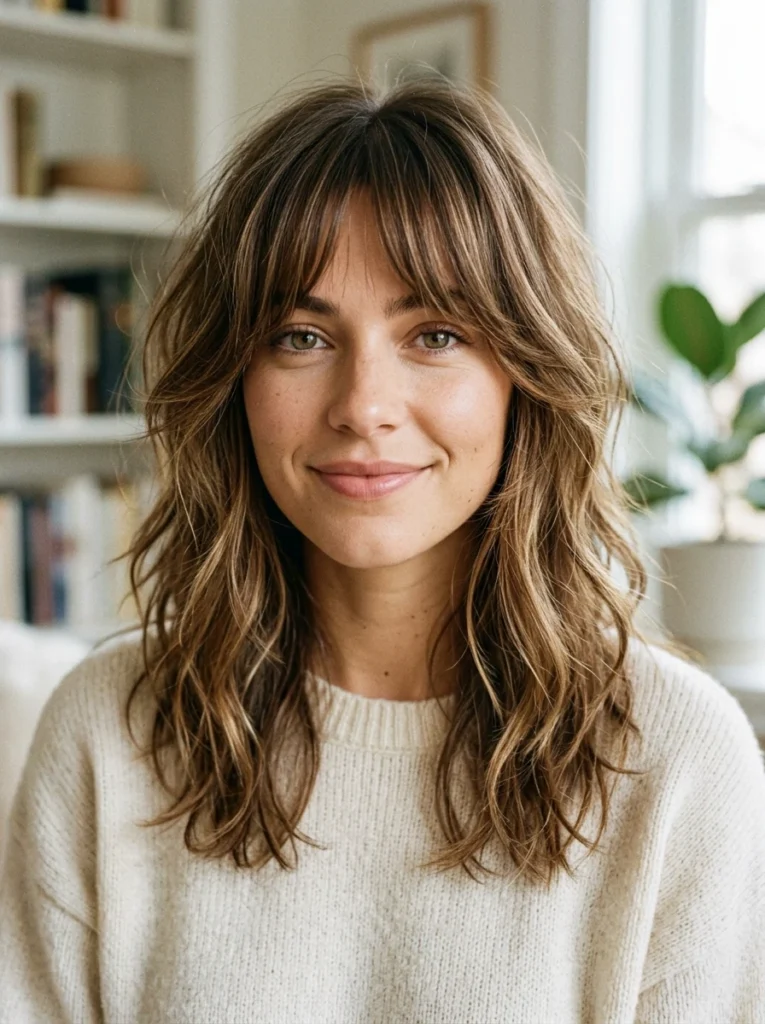Face-Framing Shaggy Curtain Bangs