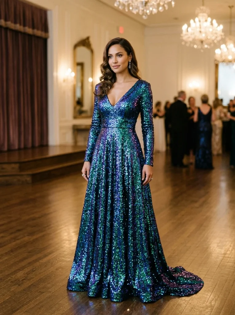 Floor-Length Sequin Maxi Gown