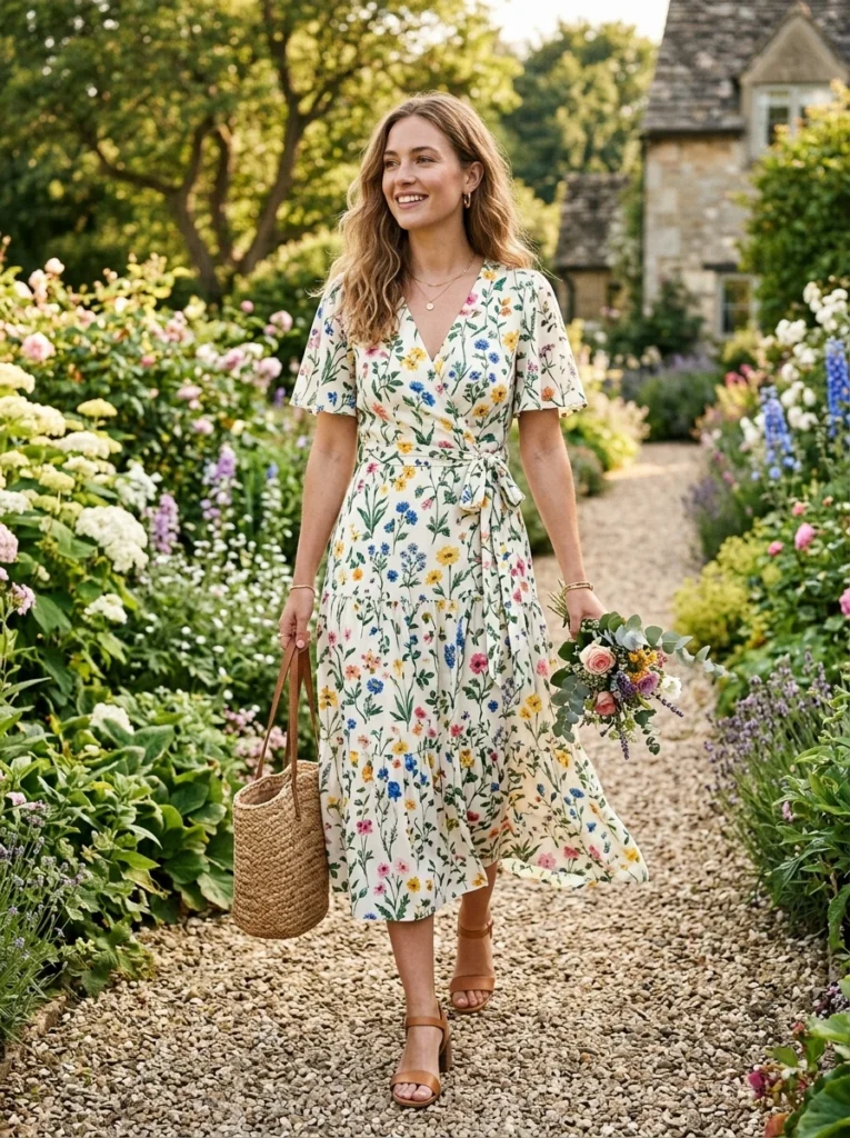 Floral Midi Wrap Dress