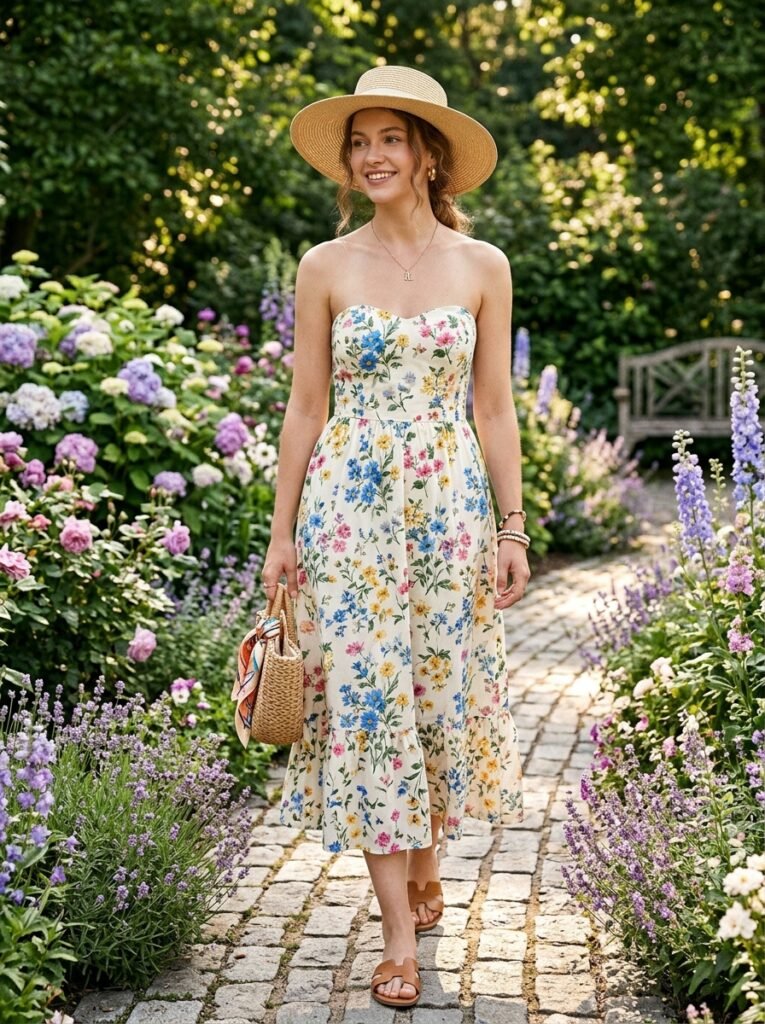 Floral Strapless Summer Dress