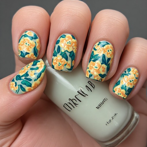 Floral Teacher Nails