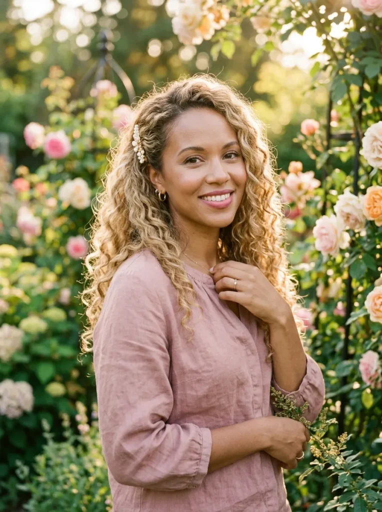 Golden Blonde Half-Up Curls