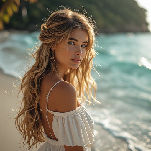 Half-Up Mermaid Waves Beach Hairstyle