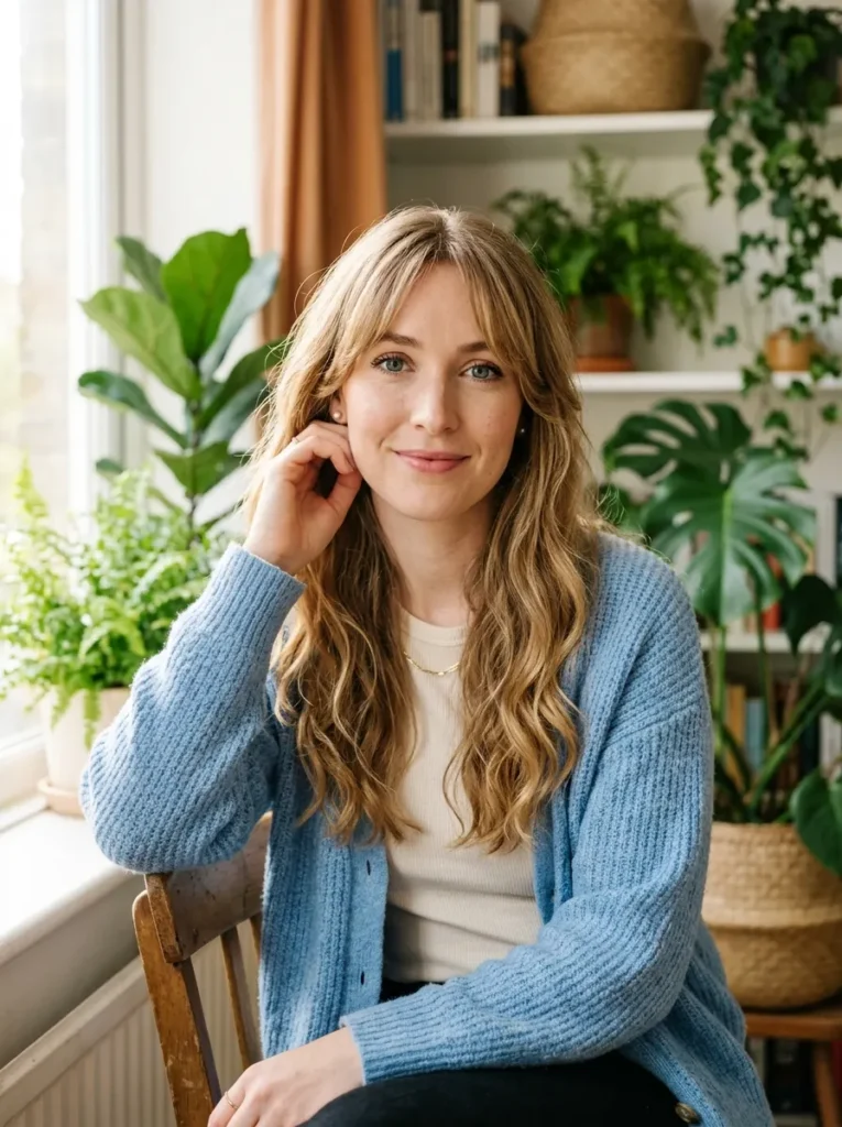 Honey Blonde Curtain Bangs