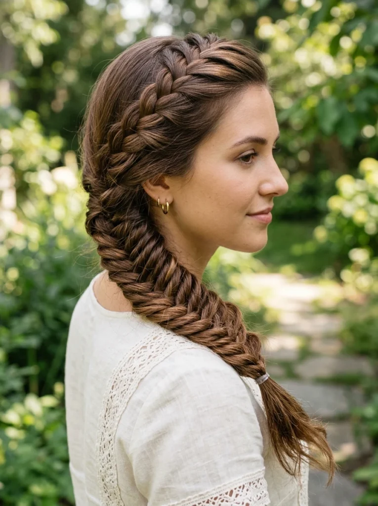 Interwoven Side Fishtail Braid