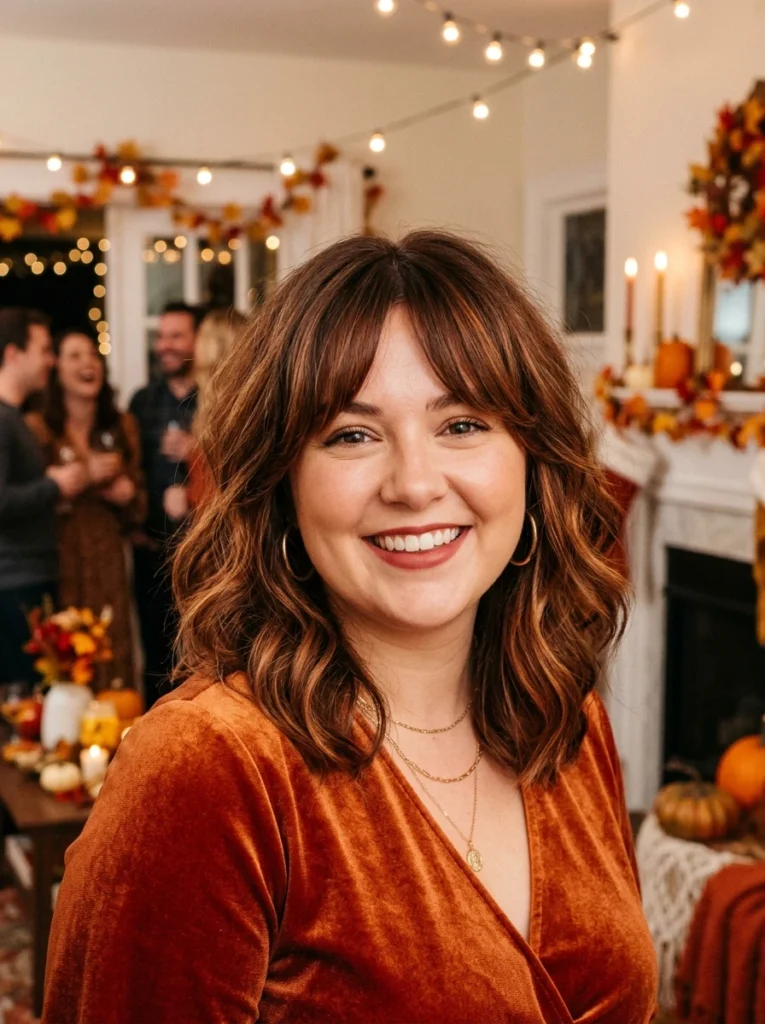 Layered Long Bob with Curtain Bangs 