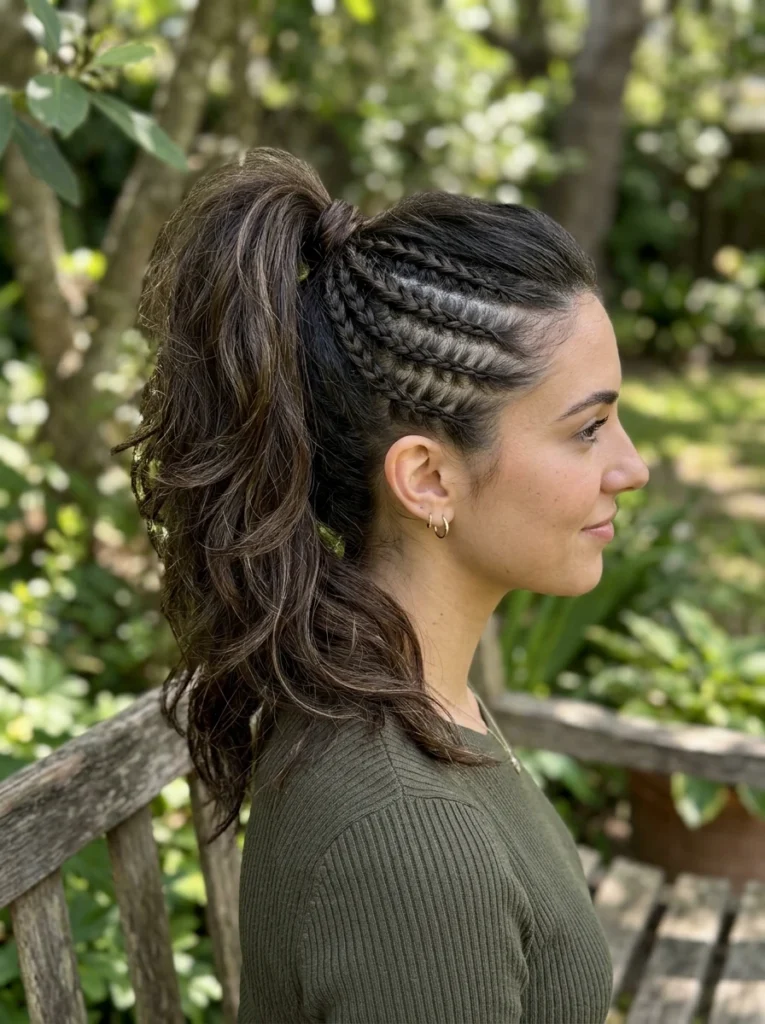 Layered Ponytail with Micro Side Braids