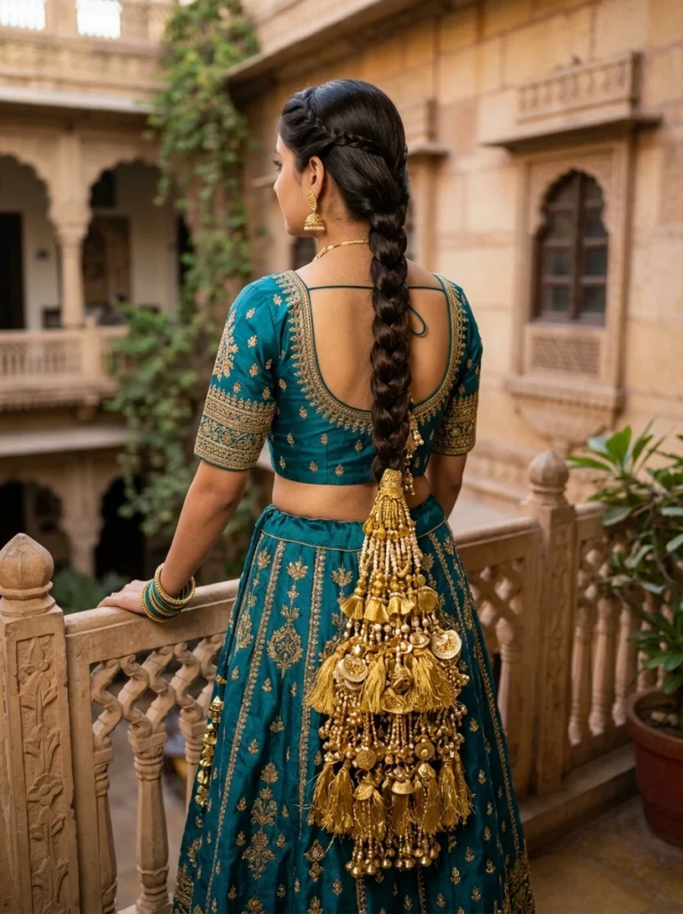 Long Braided Braid with Gold Parandi