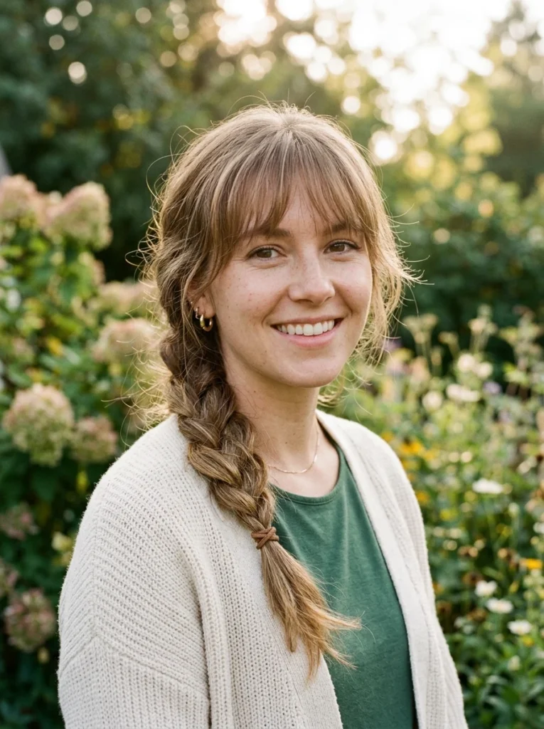 Low Textured Braid with Wispy Bangs