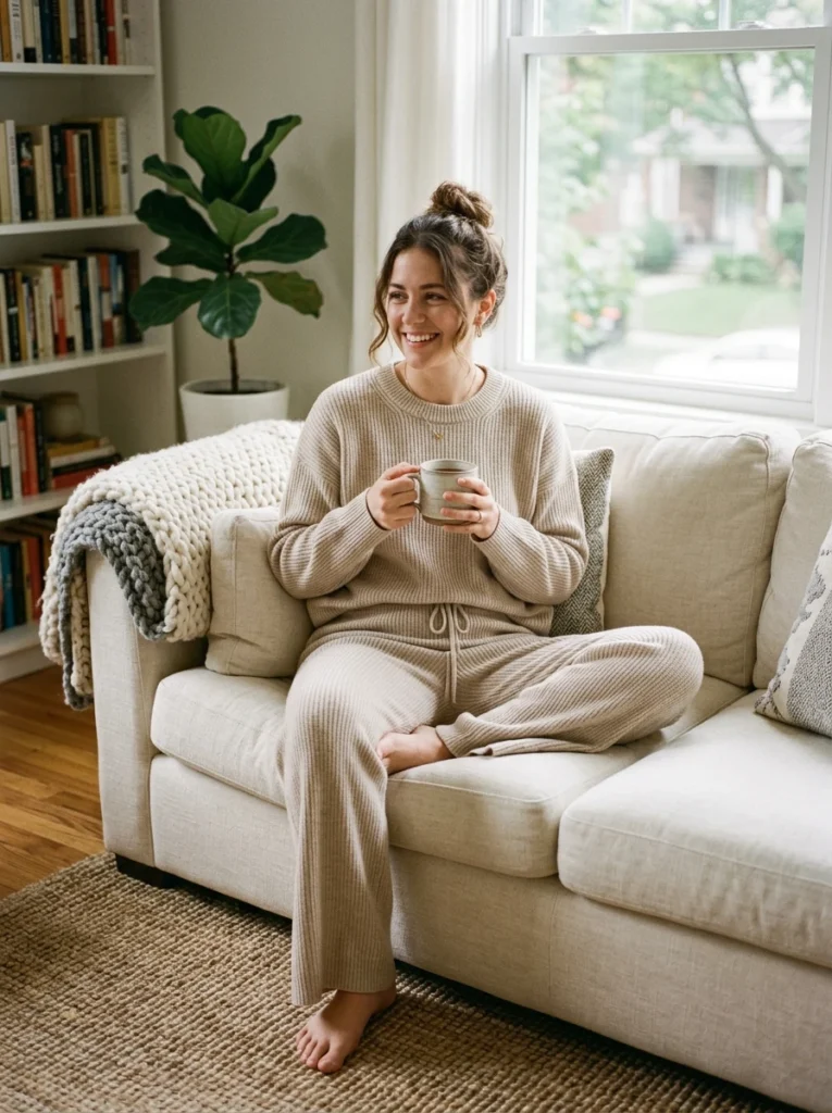 Matching Knit Two-Piece Lounge Set