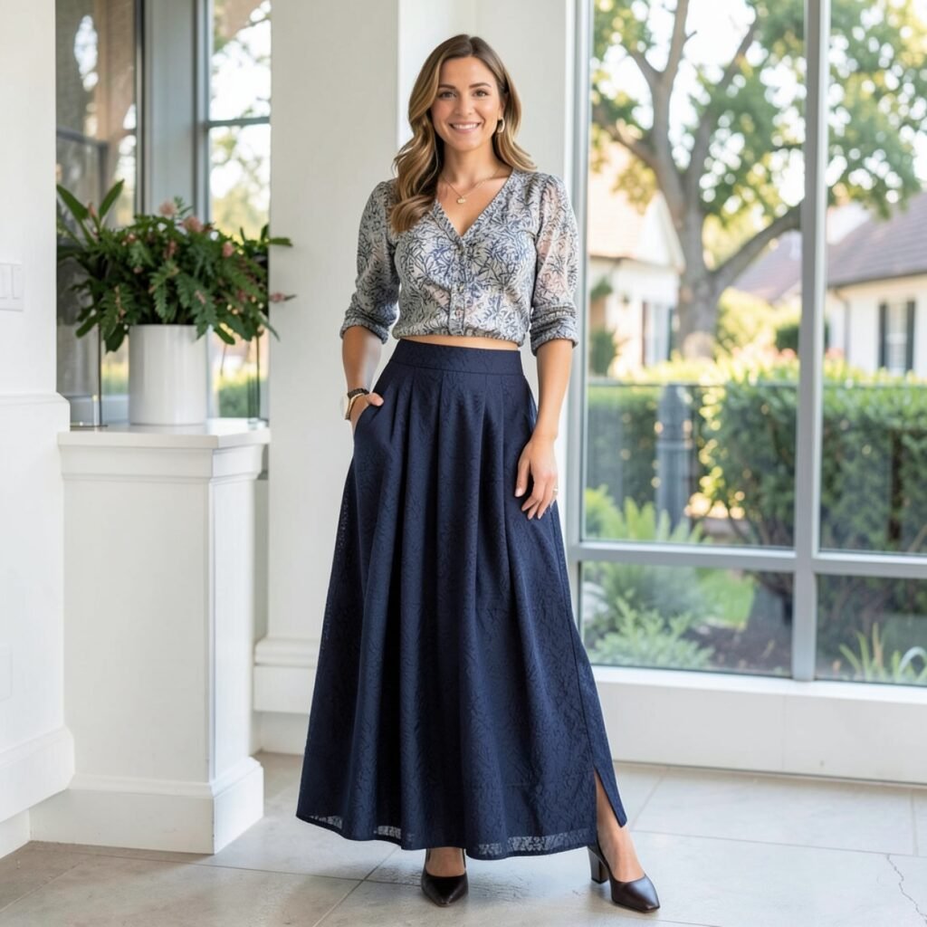 Maxi Skirt and Cropped Blouse