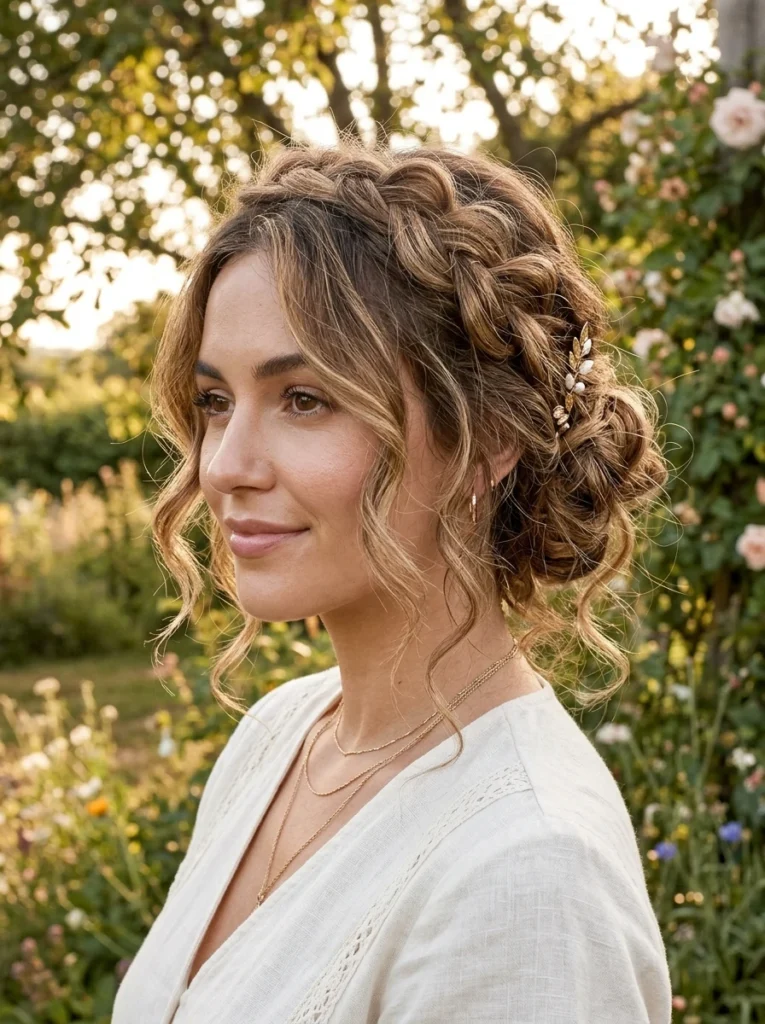 Messy Goddess Updo with Tendrils