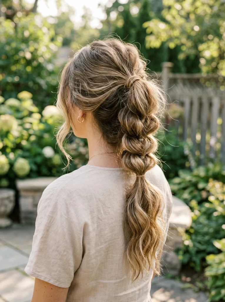 Messy Pull-Through Braid Ponytail