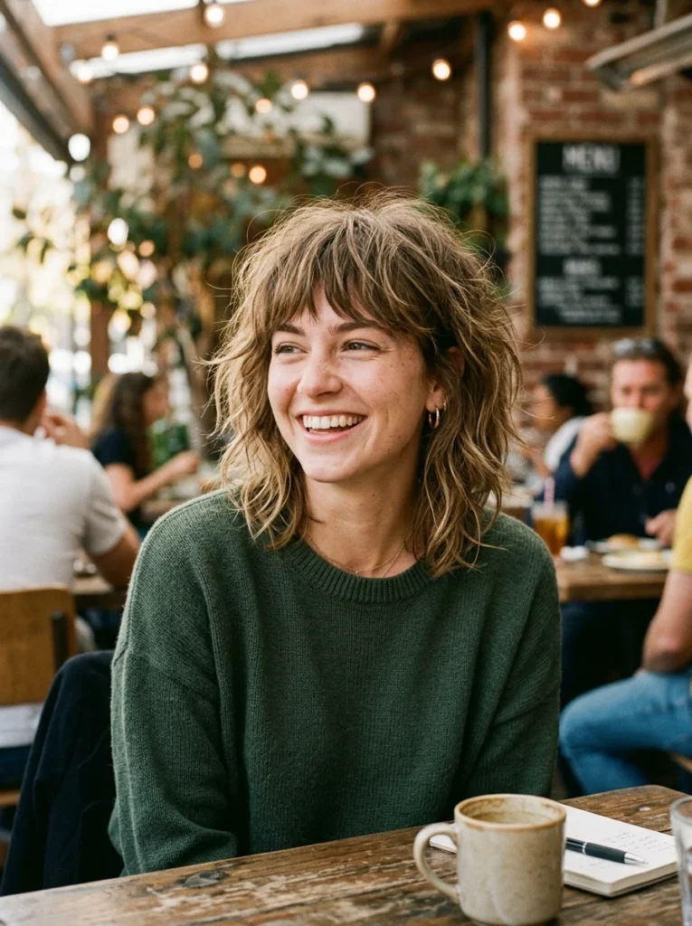 Messy Textured Bob with Bangs
