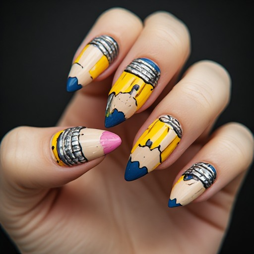 Pencil-Inspired Nail Art