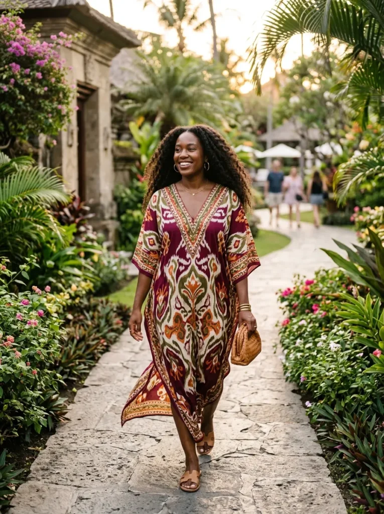 Printed Kaftan With Neutral Accessories