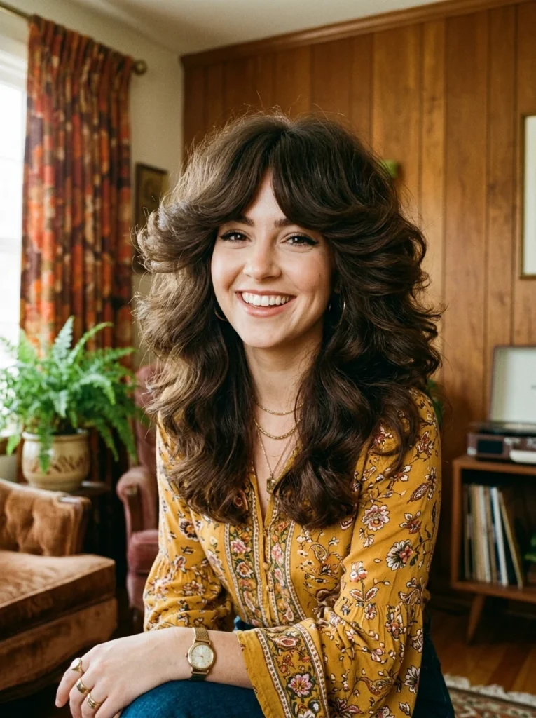 Retro 70s Voluminous Curtain Bangs