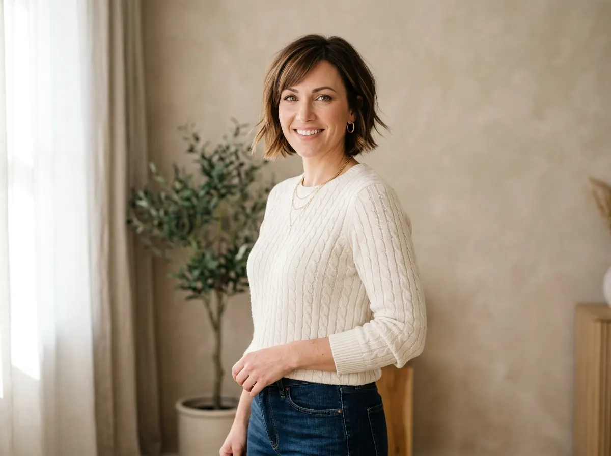 Short Haircut With Side Swept Bangs
