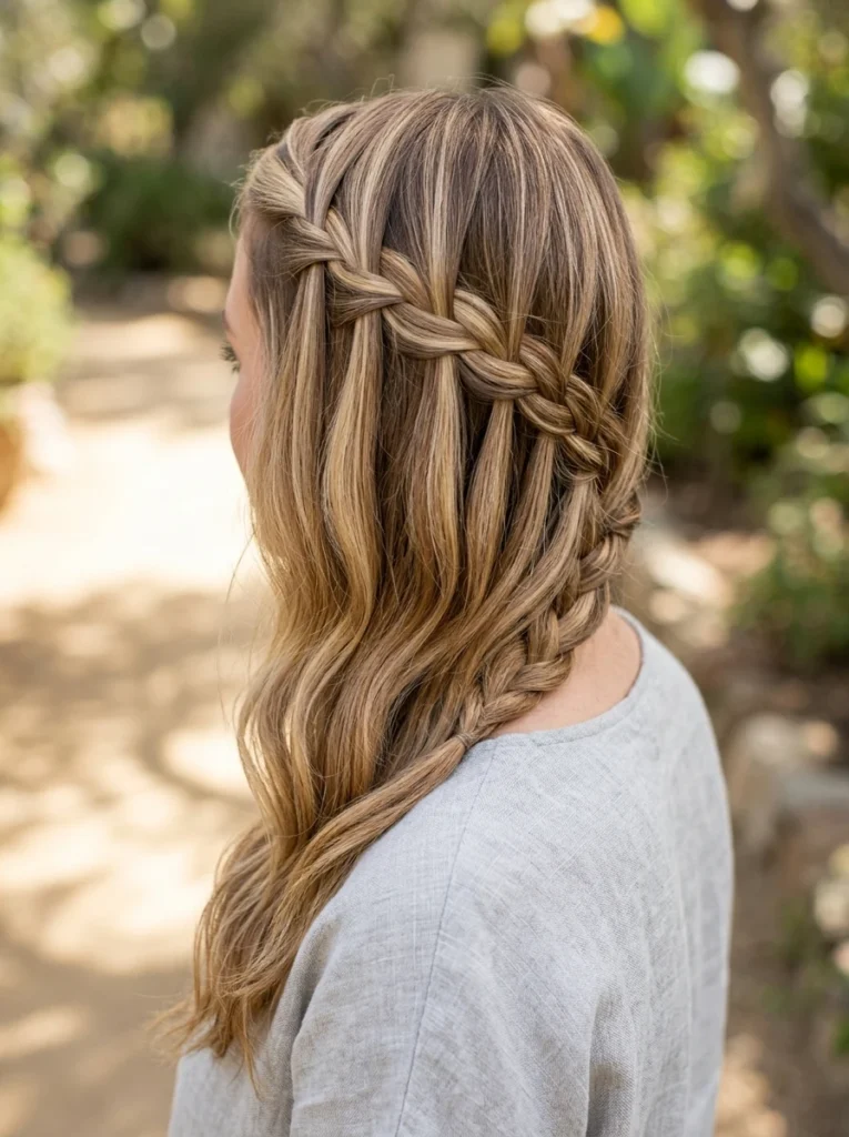 Side-Swept Waterfall Braid
