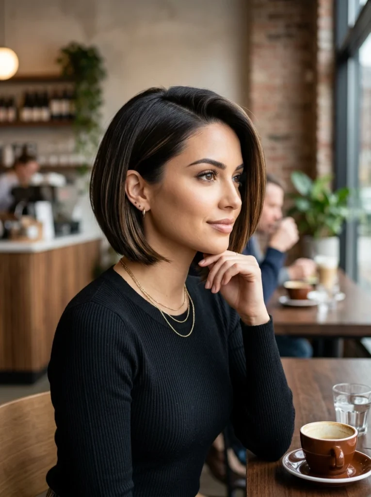 Sleek Inverted Bob with Side Part