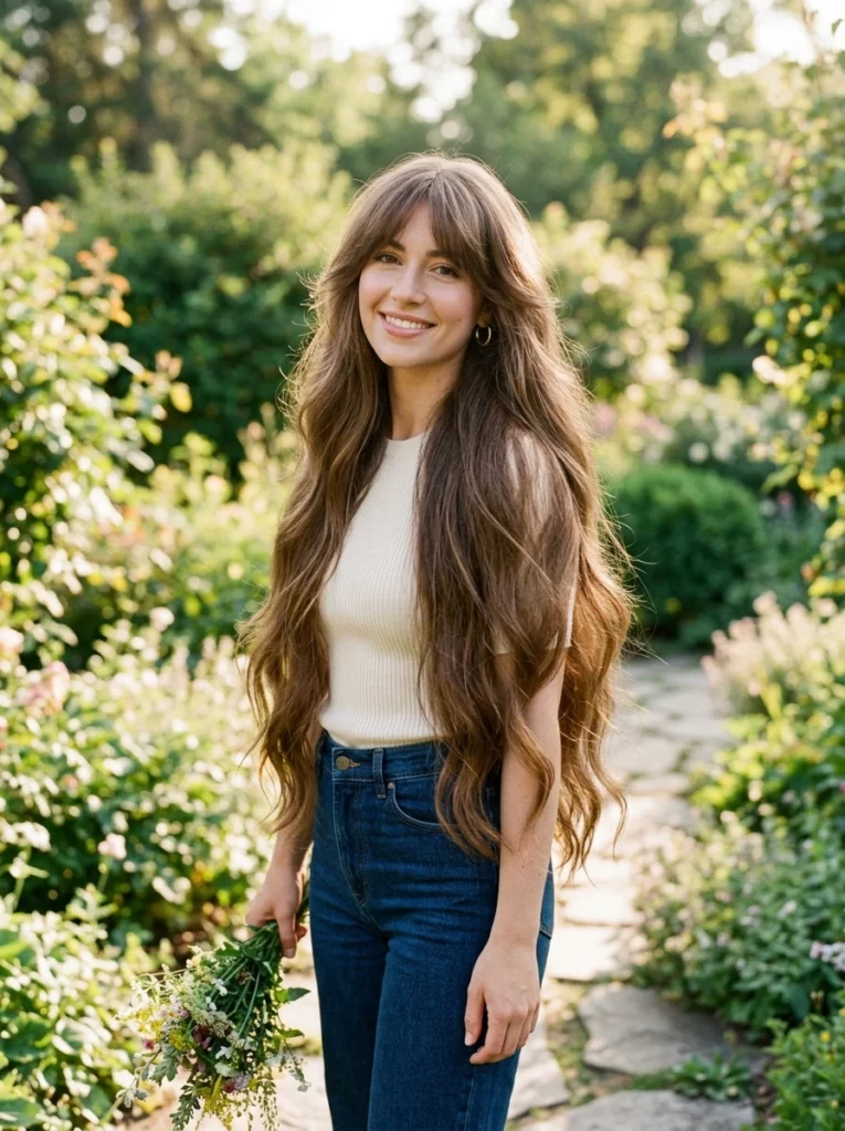 Super Long Hair with Blended Feathered Bangs