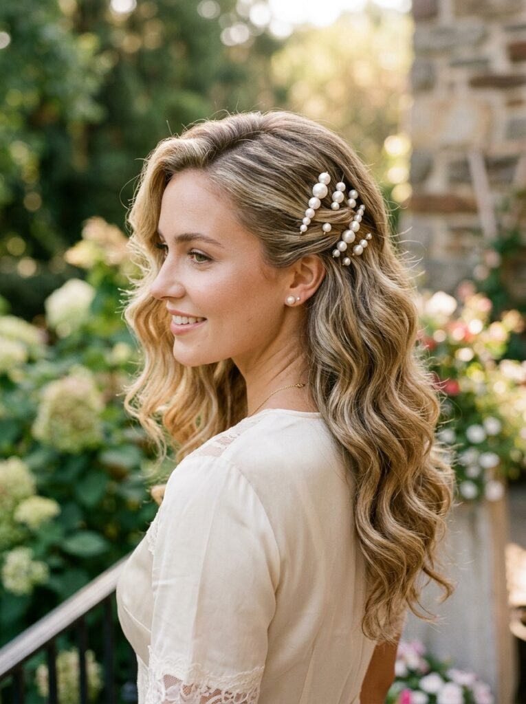 Textured Waves with Pearl Pins