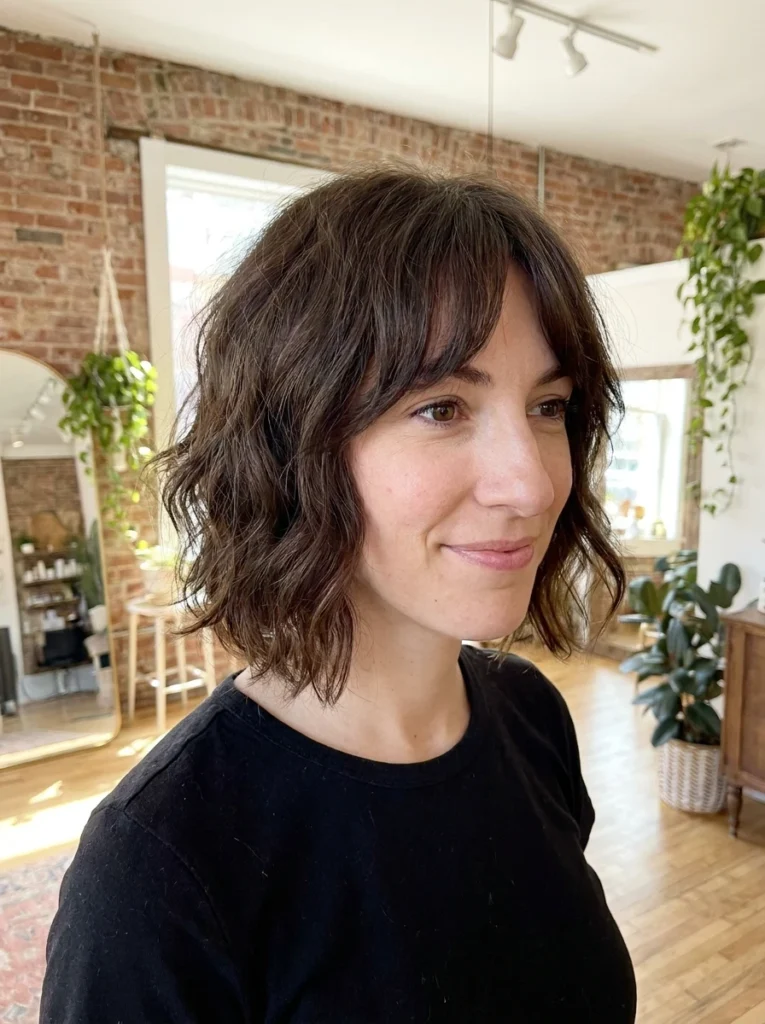 Textured Wavy French Bob for Long Faces