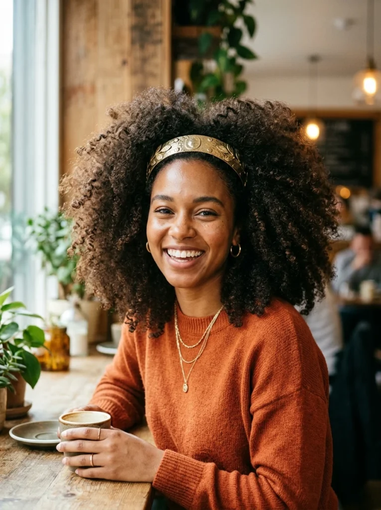 Voluminous Curls with Metal Headband