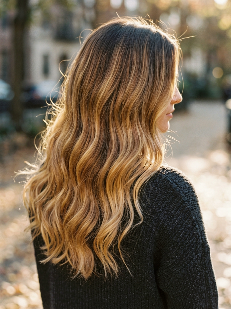 Warm Caramel Blonde Balayage