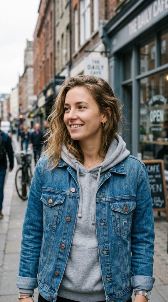 The Denim Jacket and Hoodie Fall Outfit