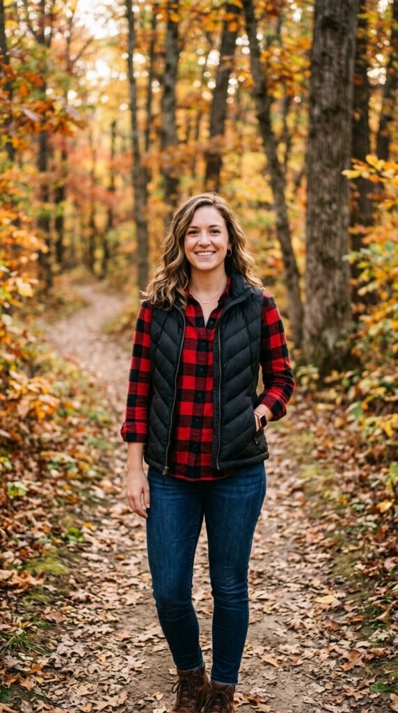 The Puffer Vest and Flannel Shirt Fall Outfit