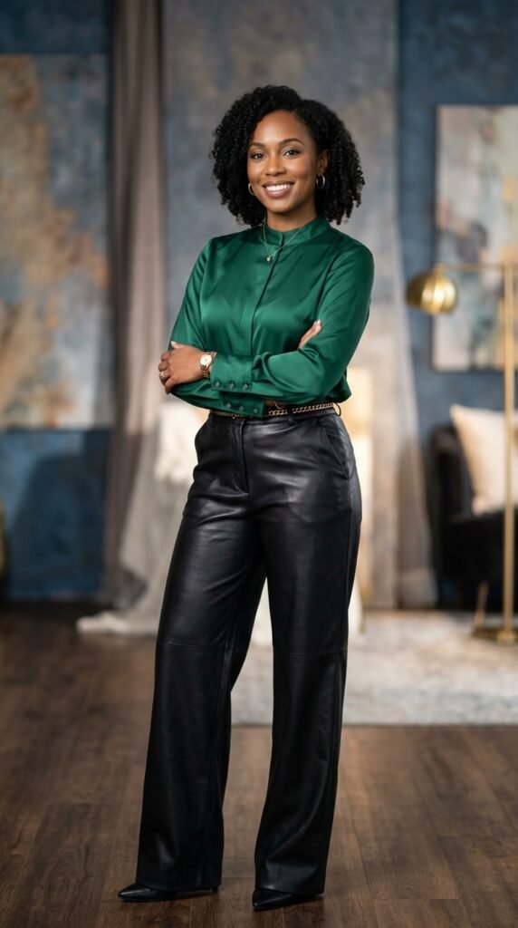 The Leather Trouser and Silk Blouse Fall Outfit