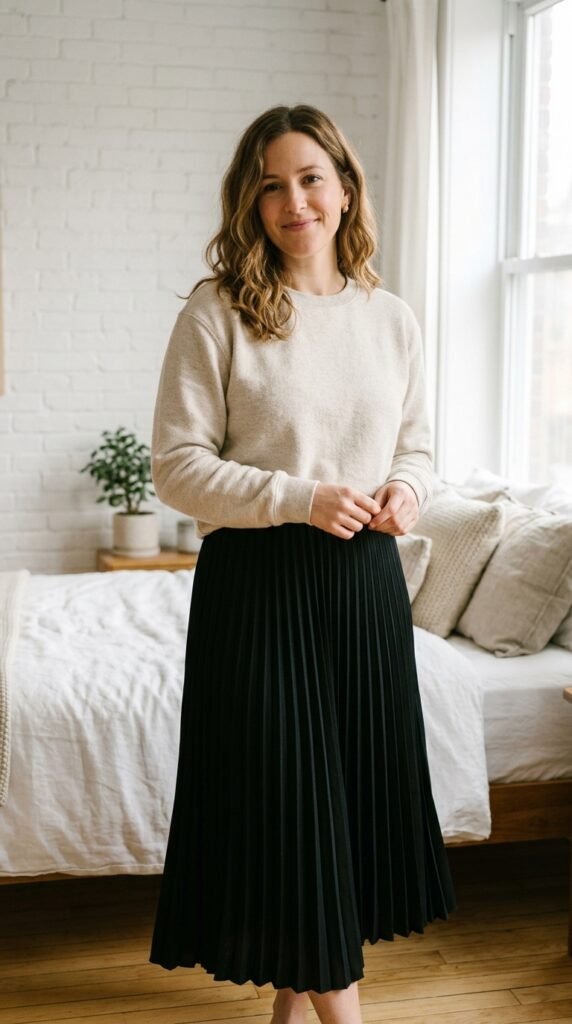 The Oversized Sweatshirt and Midi Skirt Fall Outfit