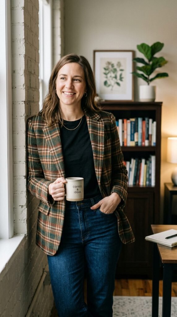 The Plaid Blazer and Denim Outfit