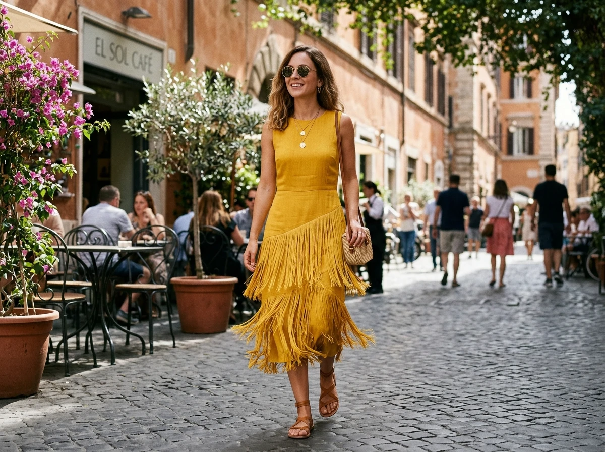 Yellow Fringed Dress Ideas