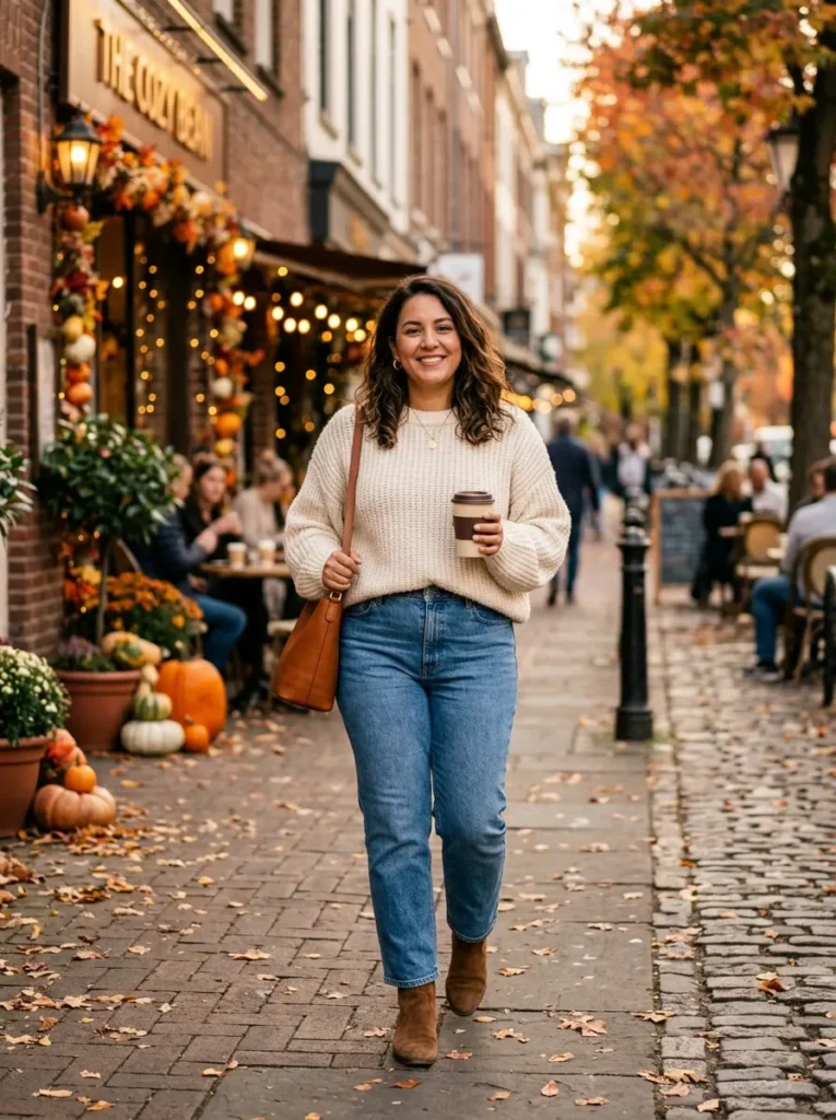  Oversized Sweater With Straight-Leg Jeans