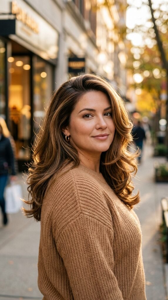 Soft Side-Parted Blowout for Holiday Shopping