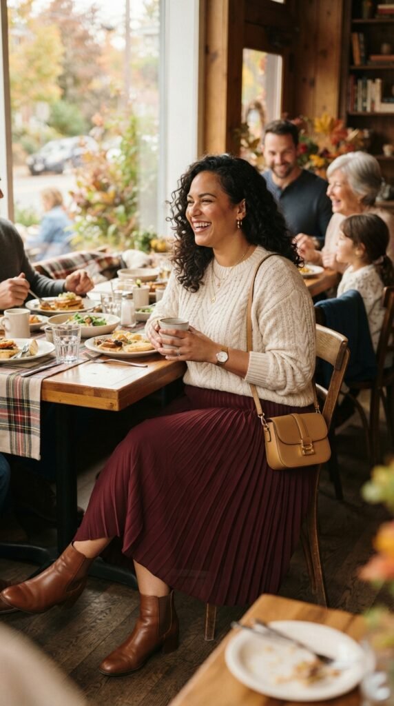 Plus Size Sweater and Midi Skirt Outfit