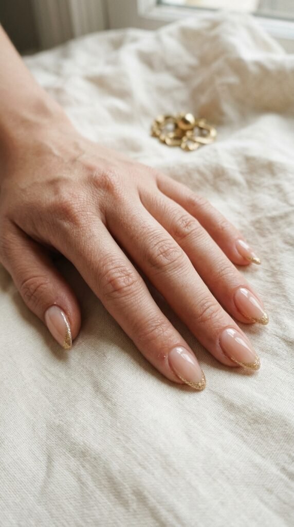 Gold Glitter French Tips