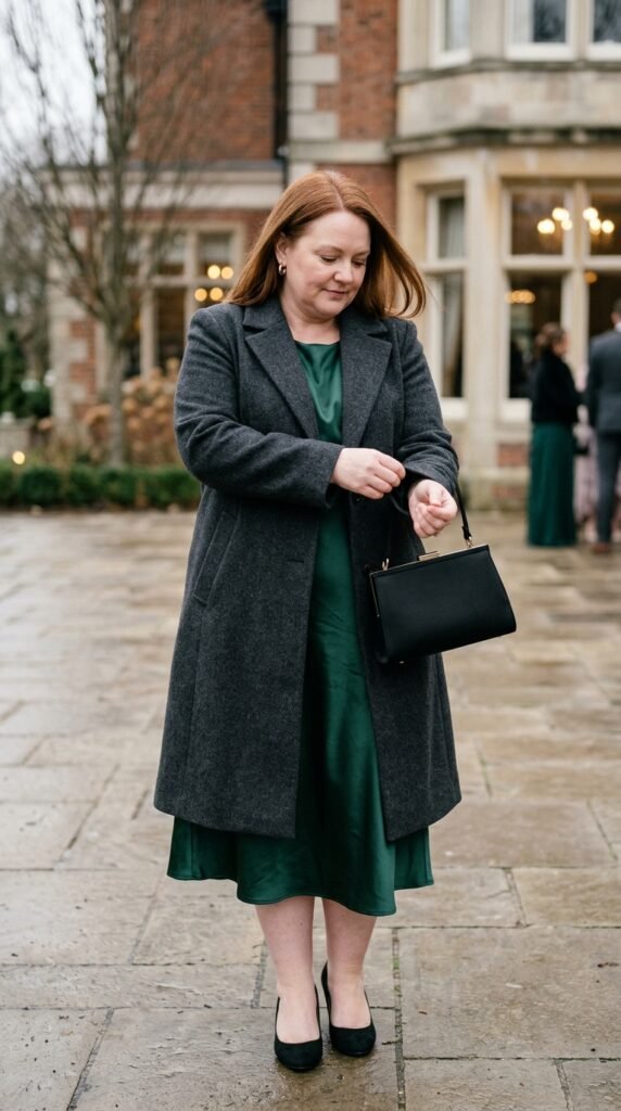 Forest Green Satin Midi Dress