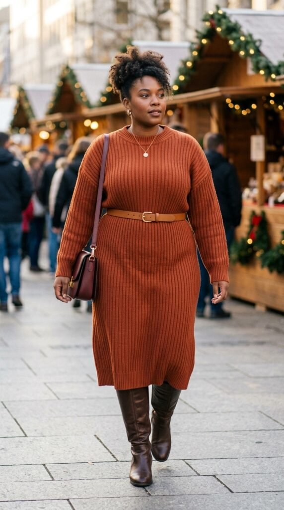 Soft Sweater Dress and Knee-High Boots