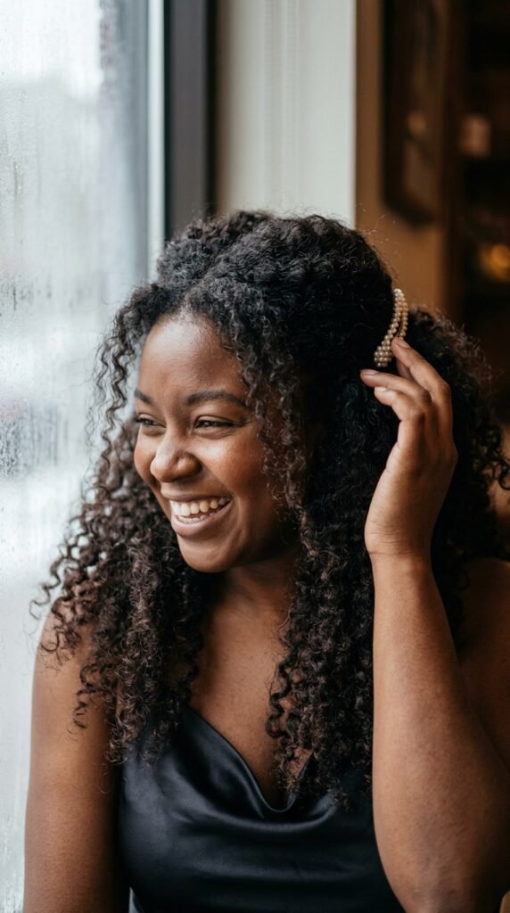 Soft Half-Up Curls with Romantic Volume