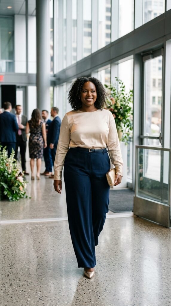 Wide-Leg Trousers with a Dressy Blouse