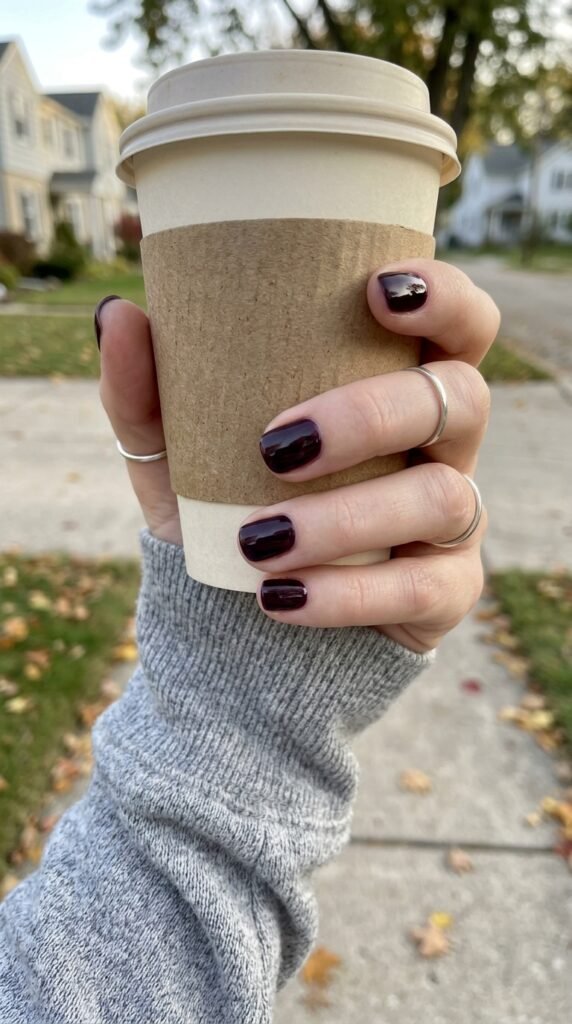 Short Plum Nails for Busy Hands
