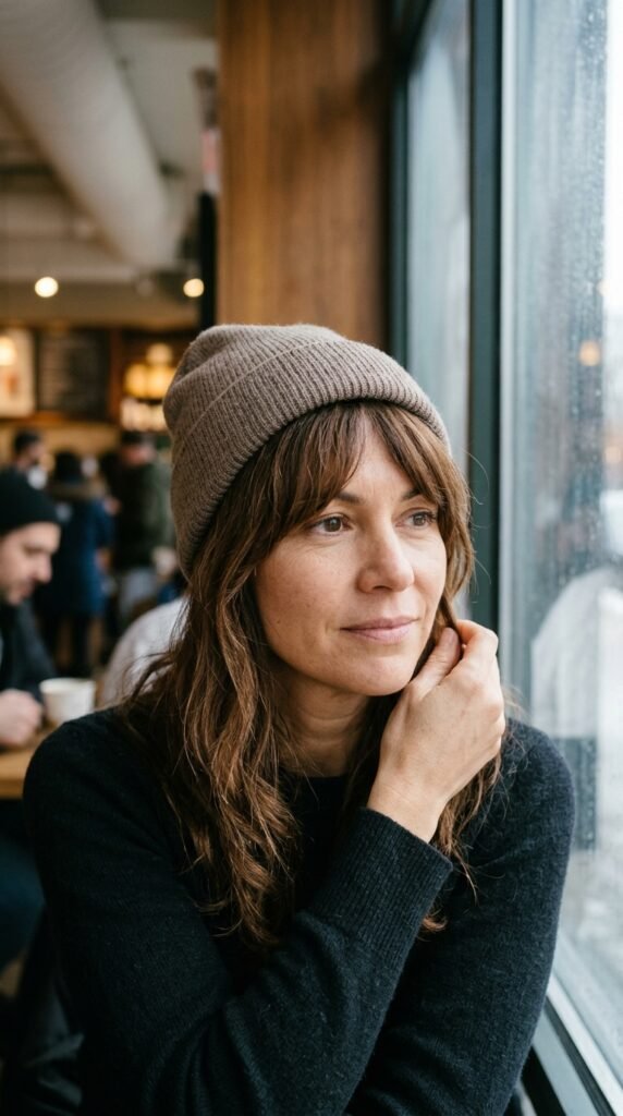 Style Curtain Bangs Around Your Beanie