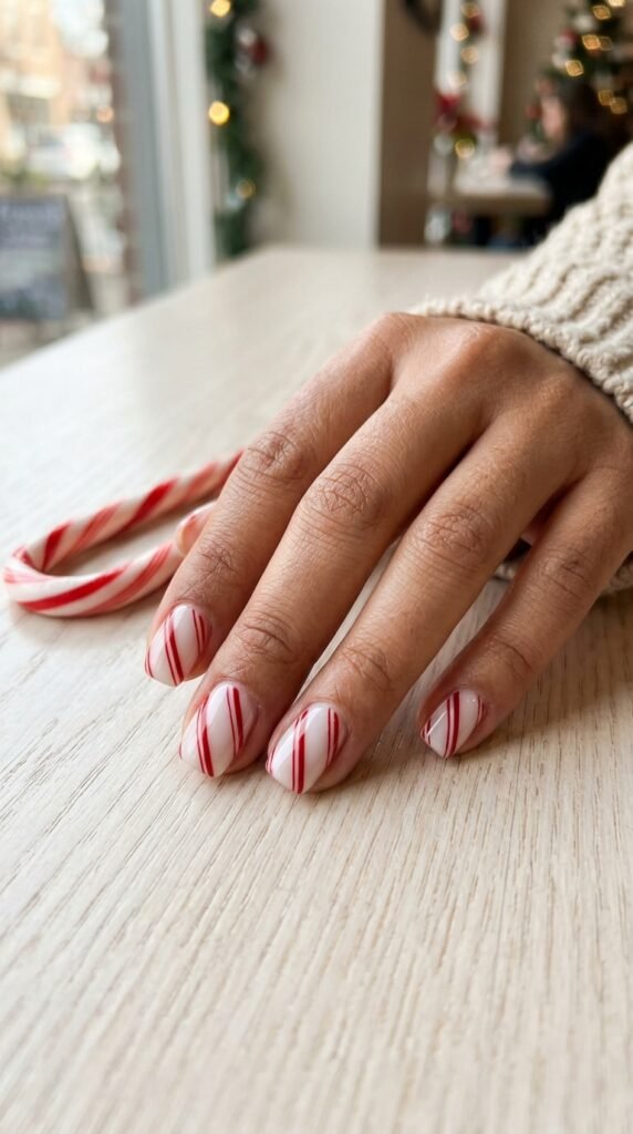 Candy Cane Stripe Nails