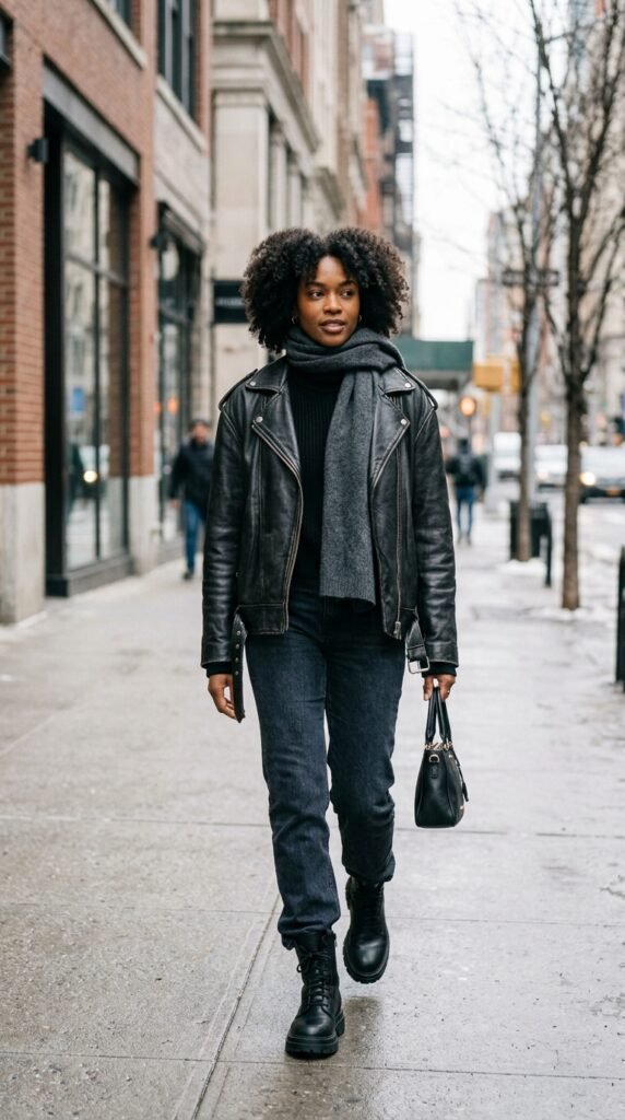 Leather Jacket With Winter Basics