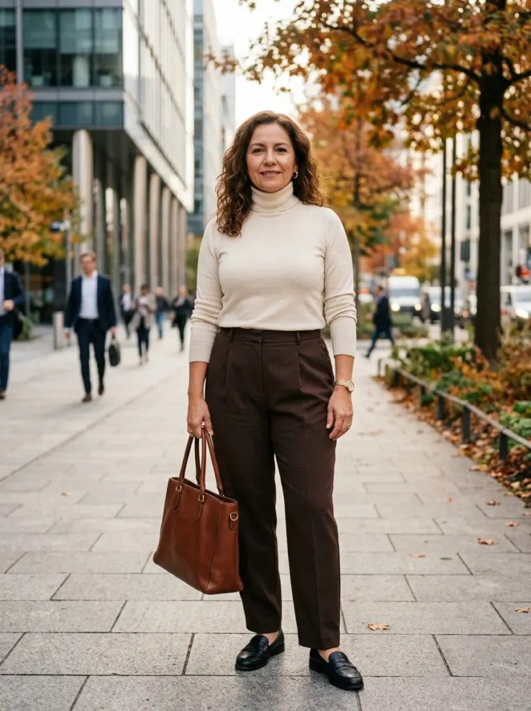 Soft Turtleneck With Pleated Trousers
