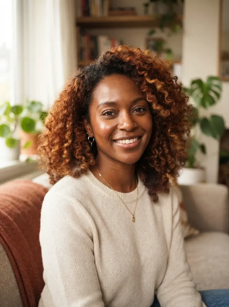  Pumpkin Spice on Curly Hair